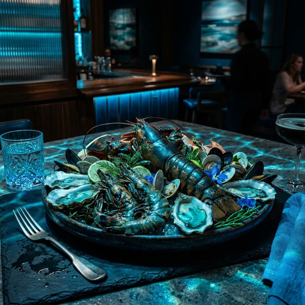 Exquisites Meeresfrüchte-Plateau im Ocean Fisch Restaurant